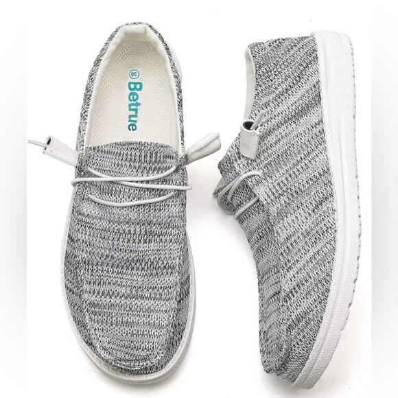 Betrue Shoes - Betrue Womens Lightweight Casual Loafers Slip On Deck Shoes Gray White Size 10